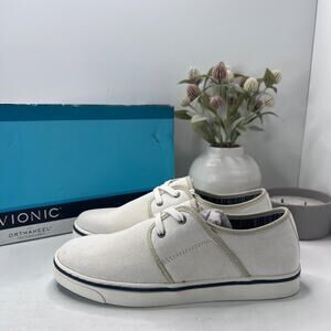 Vionic 45 Bryson Lace Up Canvas Sneakers White TVM4059 Men's 8 M (D) NWD FLAW